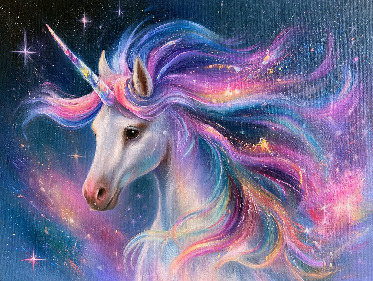 A glowing golden unicorn horn ringed with stars